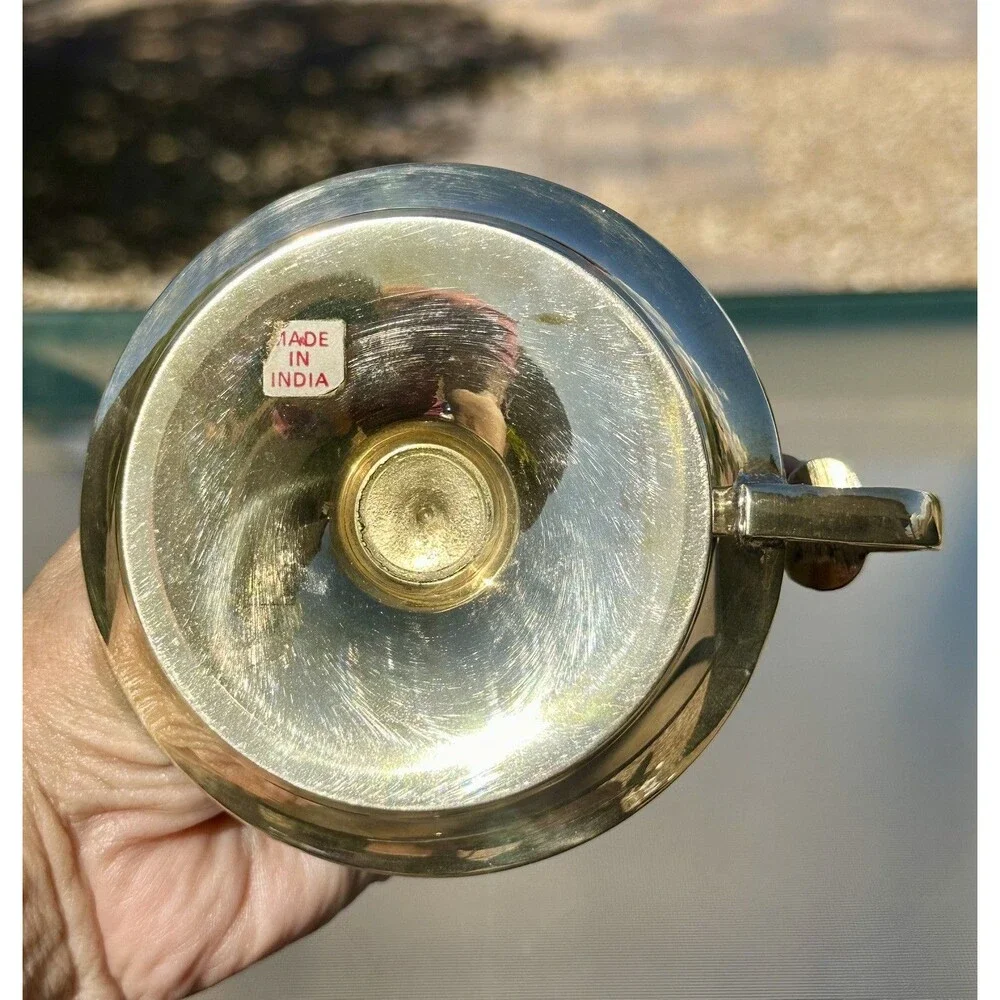 Solid Brass Chamberstick Candle Holder Finger Loop Drip Pan Made In India